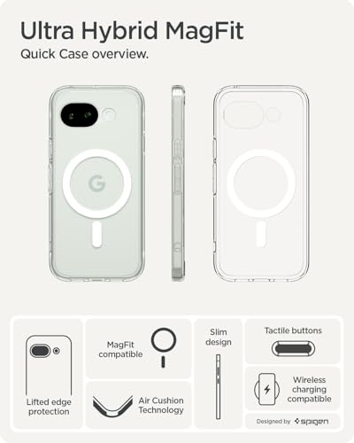 Image of Spigen for Google Pixel 10a (2026) Case, Ultra Hybrid MagFit, Transparent Clear Cover, Pixelsnap Ready (TPU+Poly Carbonate) - Clear White