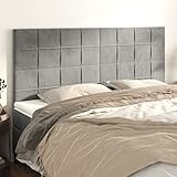 Ordellia Tête de lit réglable en hauteur - Gris clair - 160 x 5 x 118/128 cm - Rembourrage en velours - Tissu doux - Pieds en bois solide - Pour chambre à coucher - Complément de cadre de lit