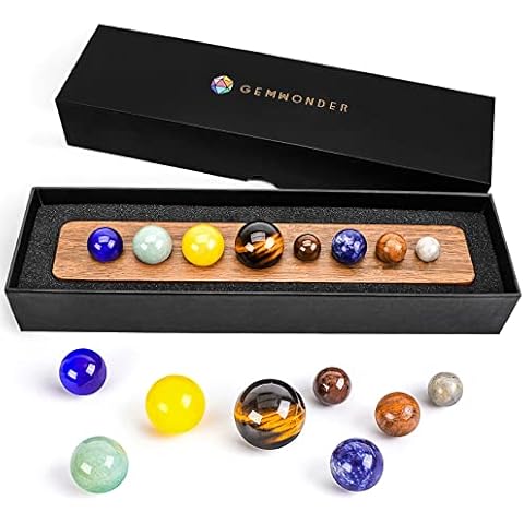 aoory Desk Planets Handcraft Natural Gemstone Gift Box Display Ornament Home Decorations Cover