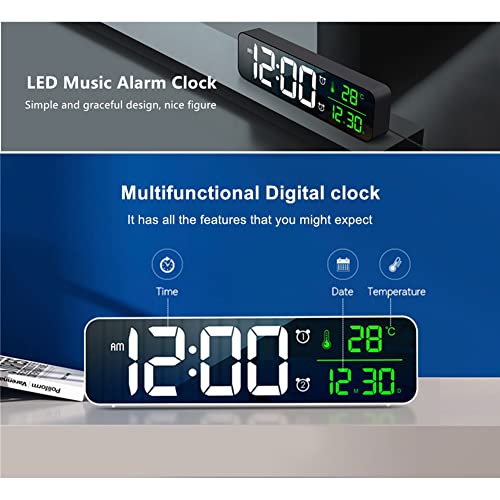 Abovsare 8810 Digital Large Display Alarm Clock For Living Room Office Bedroom Decor Led Electronic Date Temp Display Wall Electric Clocks Automatic Brightness Dimmer Smart Cool Modern Desk Accessories Black thumb #2