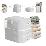 Selbstkomprimierender Aufbewahrungsbeutel, 3-lagiger Aufbewahrungsbeutel für Daunendecken mit großem Fassungsvermögen, 136L Aufbewahrungsbox für Bettdecken Kleidung, Grau, 54x42x60 cm