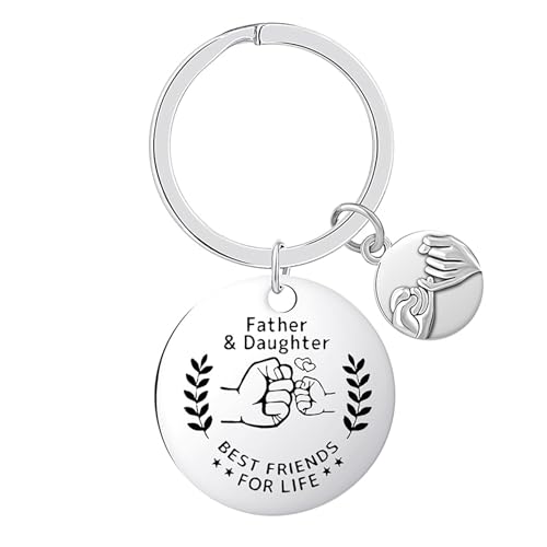 FRULX Father-Daughter Keychain,Family Inspirational Gift,Hook Pendant, Father-Daughter Keychain,Family Love Inspirational Gift,Hook Pendant,Dad Keyring,Motivational Keyring