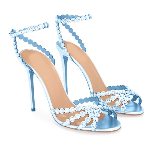 Women's High Heel Sandals with Sparkling Rhinestones by [Oakum] - Ankle Strap Design, Sexy & Elegant for Special Occasions2