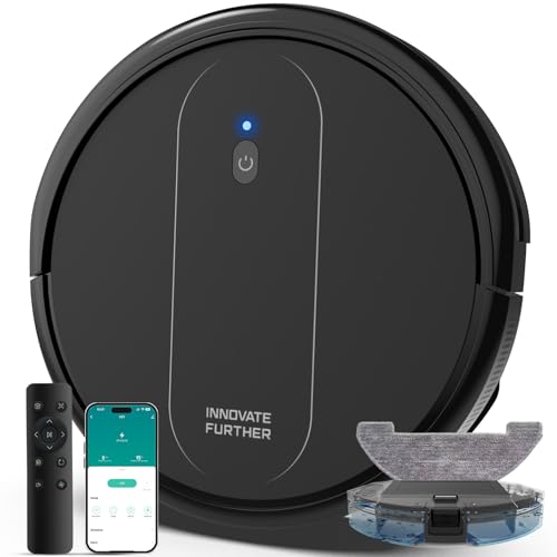 Robot Vacuum and Mop Combo: 5000Pa 3-in-1 Robotic Vacuum with Intelligent Navigation, Alexa＆APP Control, Self-Charging Robot Vacuum Cleaner for Pet Hair, Hard Floors & Carpets, Quiet and Slim, Black