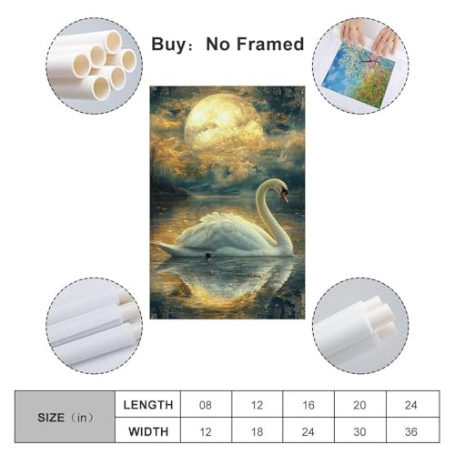 Cuadros modernos de cisne en lienzo resistente de 50x75cm para pasillo 2