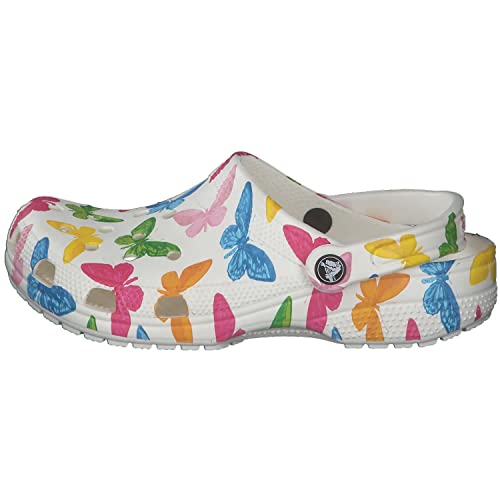 Image of Crocs Men's and Women's Classic Graphic Clog, Butterfly /White, 4 Women / 2 Men