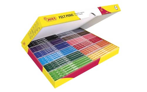 Jovi - Marqueurs, Boîte de 144 marqueurs, Couleurs Assorties, Pointe très Solide et résistante (1699)