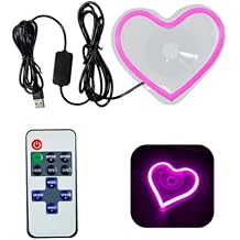 Heart Shaped Neon Sign, Car Window Ambient Light, USB Powered LED Neon Light with Controller, Romantic Car Interior Mood Lighting Purple