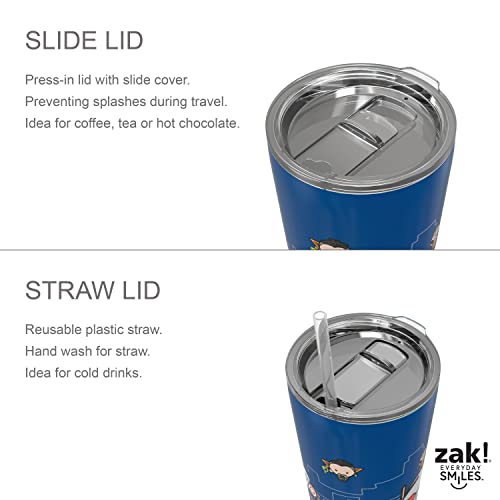 Image of Zak Designs Marvel Avengers Vacuum Insulated Stainless Steel Travel Tumbler with Splash-Proof Lid, Includes Reusable Plastic Straw and Fits in Car Cup Holders (18 /8 SS, 25 oz, Non-BPA)