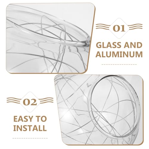 Image of UKCOCO White Glass Globe Lamp Shade Replacement - Clear Ball Lamp Globes Replacement Glass for Pendant Light, 5.11 inch Diameter, inch Opening Diameter (Inner Wound Aluminum Wire)