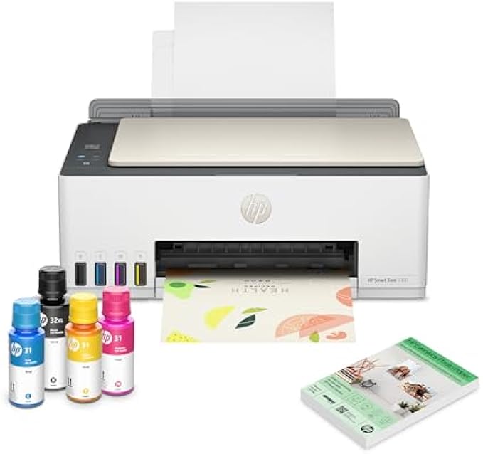 HP Smart Tank 5103 Wireless All-in-One Ink Tank Printer with 2 Years of Ink and 100sheets of Photo Paper Included, Print, scan, Copy, Best-for-Home, Refillable Ink Tank(5D1B2A)