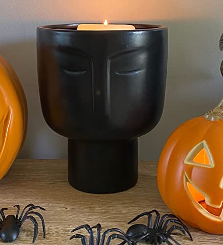 Willow & Muse Large Face Flower Pot - Self Watering Black Ceramic Planter. Face Planter With Inner Pot. Head Planter Or Ceramic Face Vase. Face Planters Pots Head Vase. 8 Inch Matte Black #TOP6
