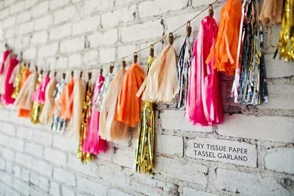 Image of Colourful Paper Tassel Garland Rainbow Colours Party Streamer Long Garland for Decoration, Parties, Events, Marriages, Weddings, Birthdays, Holi and Diwali (5 Strings [70 Pieces])
