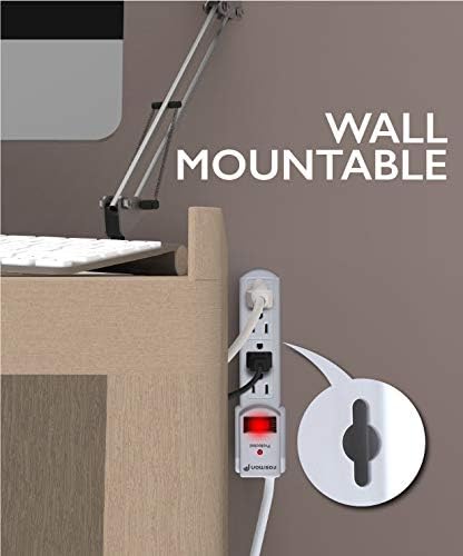 Miniatura 5 de Fosmon Regleta de alimentación con protección contra sobretensiones, extensor divisor de 4 tomas de corriente 1875 W, 490 julios, cable de extensión