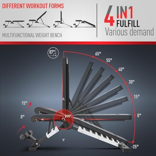 Image of JOROTO Adjustable Weight Bench, 800LBS Workout Bench, Foldable Weight Bench for Home Gym, Flat Incline Decline for Sit Up Bench Press, 40LB Heavy Duty Build Strength Training Bench