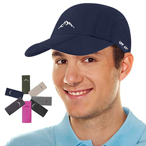 Sport Cap Summer Quick Drying Sun Hat Folding UV Protection Outdoor Cap Running Hat for Men, Women Black Blue