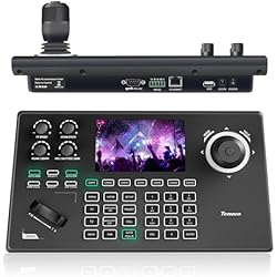 Tenveo NDI PTZ Camera Controller, 5'' LCD Screen Preview, 4D Joystick, PoE IP PTZ Controller Keyboard for Church Worship Live Streaming Broadcasts Events Video Production, NDI License Included