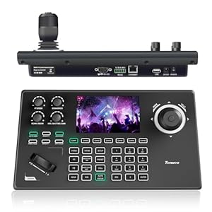 Tenveo PTZ Kamera Joystick Controller, 5’’ LCD Screen Echtzeit-Vorschau, 4D Joystick Control Tastatur Unterstützung PoE VISCA Pelco-D/P Für Kirchengebeten Live-Ereignisse Streaming Video（KB200MAX）