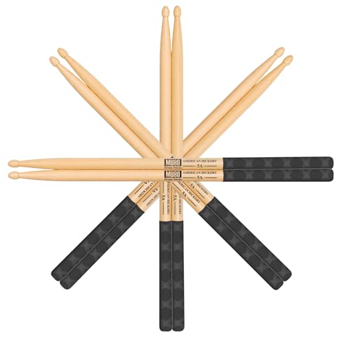American Hickory Drumsticks with Non-Slip Rubber Handle