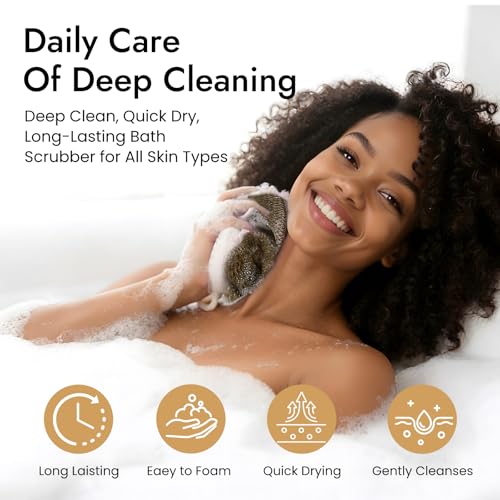 African Sponge Net 5-piece exfoliating Scrub is Suitable for All Skin Types,Bath Sponge for the face and Body, Durable and Gently Exfoliation — view 4