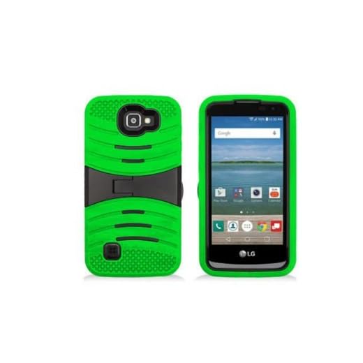 Phone Case for Straight Talk LG Rebel 4g LTE (Tracfone) / LG Optimus Zone 3 4G LTE/LG K4 4g LTE (Verizon Wireless)/ LG Spree (Cricket Wireless) Rugged Heavy Duty Armo Cover Stand-Green