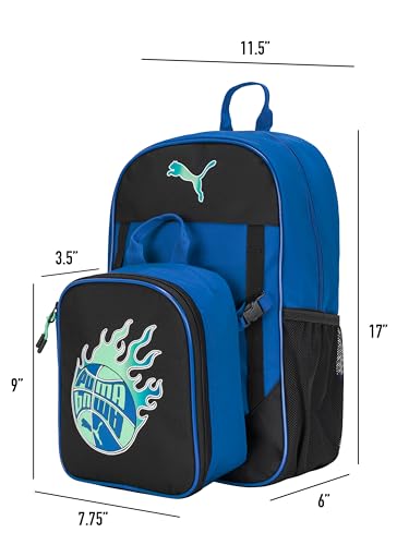 Image of PUMA Unisex Kid's Colony Lunch Kit & Backpack Combo, Vivid Blue /Black /Aquatic, Medium