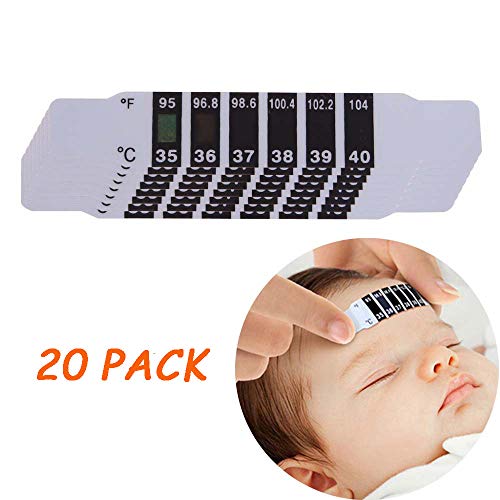 Forehead Thermometer Strips, Adhesive Thermometer for Baby Kids Adults,Travel-Sized & Reusable(20 Pack)