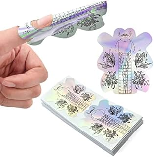 Super Strong Sturdy Nail Forms Stiletto Nail Form Butterfly C Curve Nail Forms For Acrylic UV Gel Nails Extension Nail Art Form Sticker Guide, HJ-NTF060-50pcs