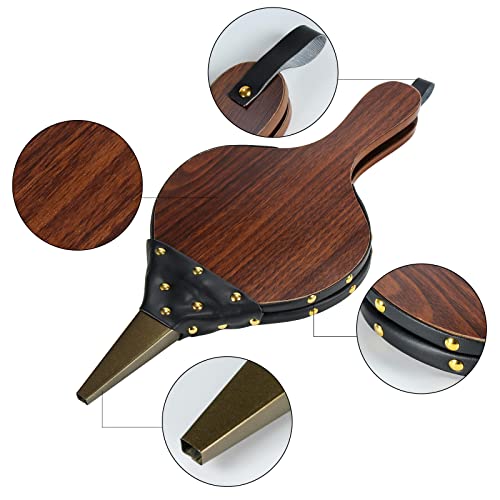 Tj.moree Fireplace Bellows Indoor 15.5"X 6.9" Wood Fire Blower With Hanging Strap, Metal Nozzle, Great Tool For Fireplace, Fire Pit, Wood Stove, Bbq, Outdoor Camping - Brown #TOP2