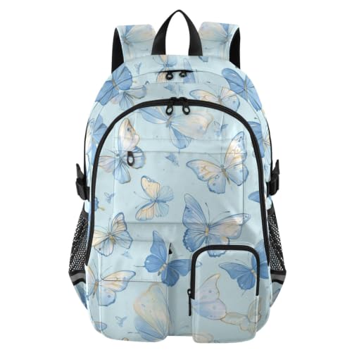 Mochilas de viaje para laptop y universidad con estampado artístico azul
