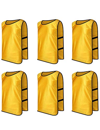 TopTie Scrimmage Training Vests Soccer Bibs Set of 6-Yellow-XL