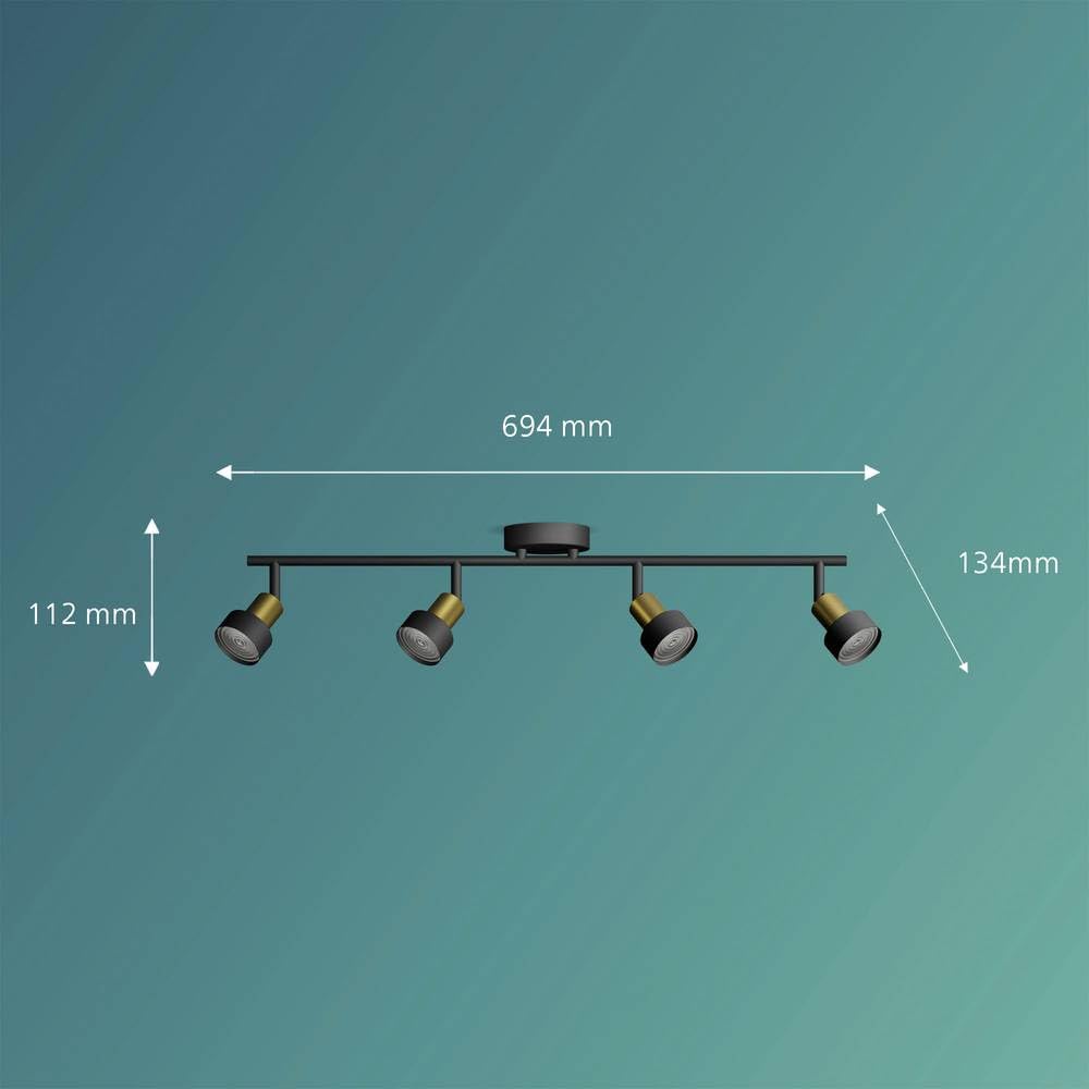 Philips Conduit Spot, 4 faretti, 35W, attacco GU10, lampadina non inclusa, Grado di Protezione IP20, Nero