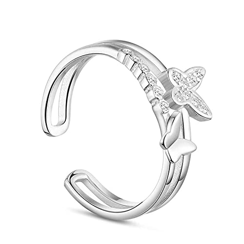 Bague papillon ajustable en zircon micro-incrusté pour femme, bijou d'ouverture tendance