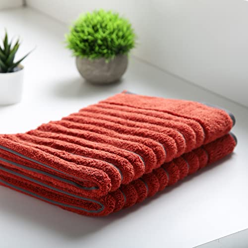 Image of Spaces Hand Towels | 100% Cotton | Spa & Gym Towel | Highly Absorbent & Ultra Soft | 2 Piece Set | Premium Hand Towel | 40 x 60 cm | Dark Orange