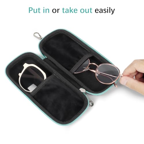 Image of Double Eyeglasses Case Hard Shell Dual Sunglasses Organizer with Zipper Closure Travel Eyewear Storage for Vehicle