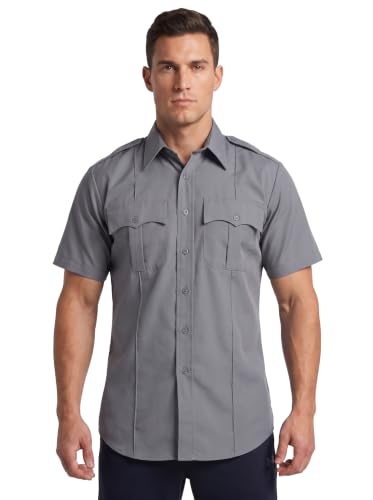 Image of First Class 100% Polyester Short Sleeve Men's Uniform Shirt White