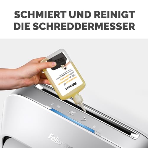 Fellowes Aktenvernichter-Öl, Inhalt: 355 ml, zur Pflege von Partikelschnitt- und Mikroschnitt Aktenvernichtern, einfache Dosierung