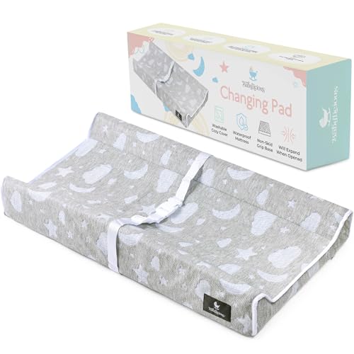 Image of Waterproof Baby Changing Pad | Contoured Non Slip Infant Table Topper Changer Mat with Security Straps for Changing Table | Cozy Breathable Washable Diaper Change Table Pad for Babies by Babylicious