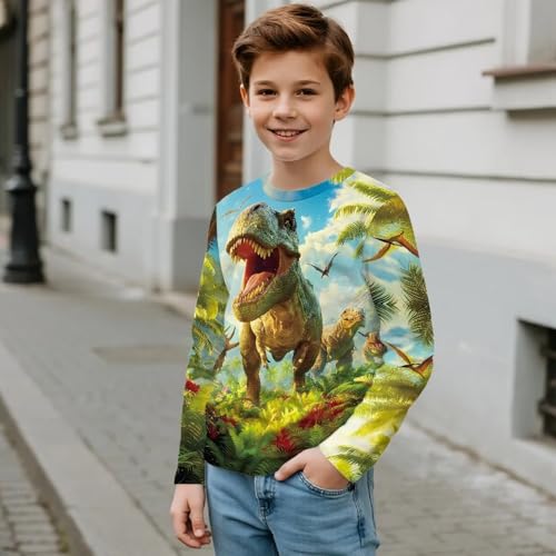 Image of Uourmeti Long Sleeve Tops for Boys Graphic T Shirts Teen Girls Active Pullover Tees