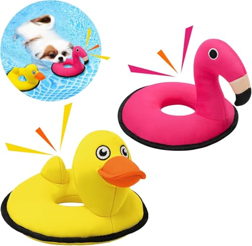 Lepawit Squeaky Dog Toys, Floating Dog Toys for Indoor or Outward Play, Swim Ring Design Interactive Dog Gifts for Small and Medium Dogs - 2pack