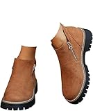 BCVBBMQ Women's Ankle Boots 2026 Low Heel Vintage...