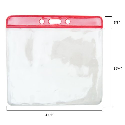 Extra Large (4 1/2 x 3 1/2 Insert) horizontal badge Holders avec barre de couleur rouge par Specialist ID, vendu à l'unité