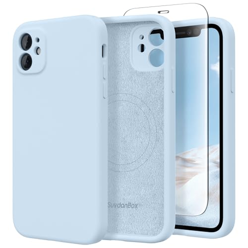 Image of Magnetic for iPhone 11 Phone Case Silicone, Compatible with MagSafe, [Full Camera Protection][Screen Protector] Slim Shockproof Protective Case for iPhone 11 6.1 inch, Light Blue