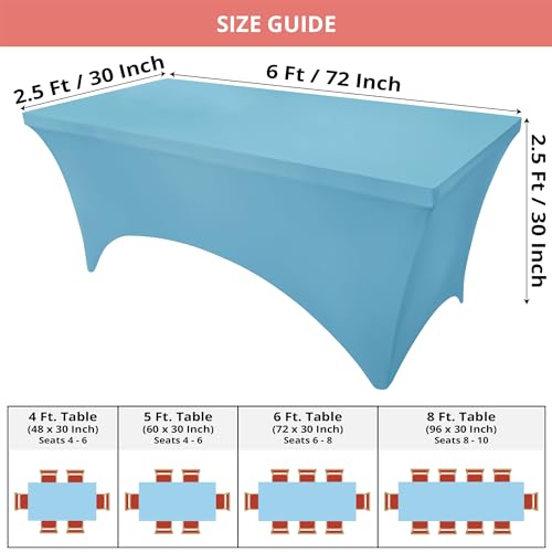 Image of Utopia Kitchen Spandex Tablecloth 2 Pack [6FT, Blue Mist] Tight, Fitted, Washable and Wrinkle Resistant Stretch Rectangular Patio Table Cover for Event, Wedding, Banquet & Parties [72Lx30Wx30H Inch]