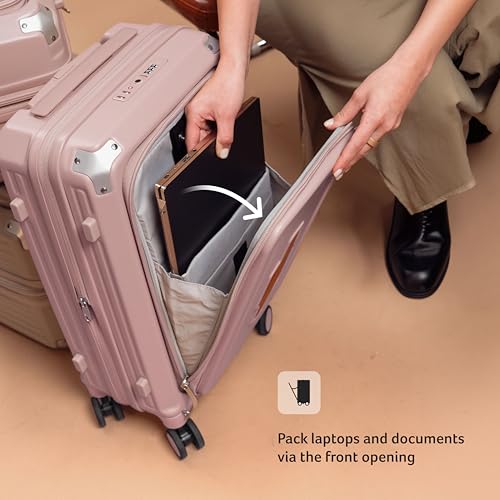 Image of Acer Brisbane Suitcase, 20 inch Cabin, with 360 Degree Spin 8 Wheels, Double TSA Lock, Dual Opening (Top and Mid), Expandable, Recycled Polyseter Material, Jacaranda Pink