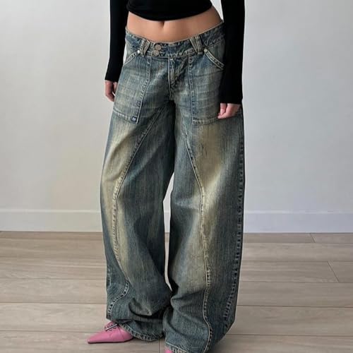 Women's Baggy Boyfriend Jeans Y2K Low Rise Vintage Wide Leg Jeans Teen Girls Streetwear Loose Fit Denim Pants4