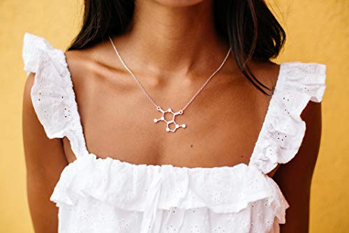 Caffeine Necklace, Coffee Necklace, Caffeine Molecule Necklace For Coffee Lovers, Science Necklace For Chemistry Lovers, Coffee Gifts For Women, Coffee Lovers Gifts (Rose Gold Tone) #TOP1