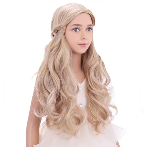 Image of PATTNIUM Blonde Wig Long Wavy Wigs for Kids Girls Heat Resistant Synthetic Hair Cosplay Costume Wigs (Blonde)
