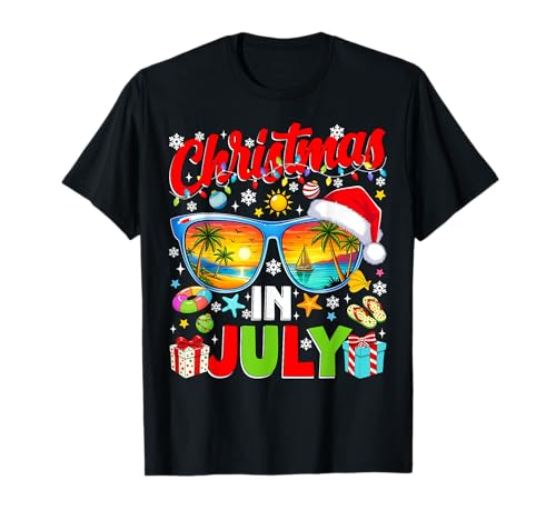 Christmas in July Sunglasses Beach Santa Claus Men Women Kid T-Shirt