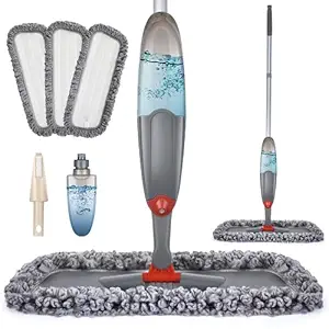 Spray Mop for Floor Cleaning, Domi-patrol Microfiber Floor Mop Dry Wet Mop Spray with 3 Washable Mop Pads & 635ML Refillable Bottle, Dust Cleaning Mop for Hardwood Laminate Tile Floors, Black